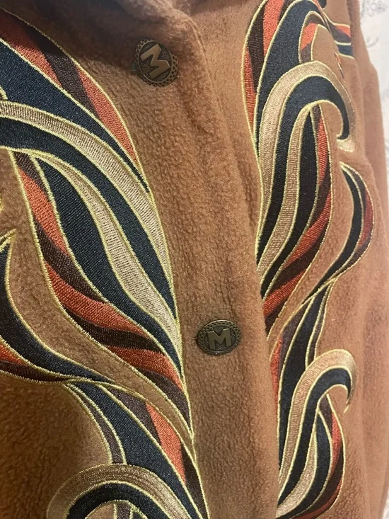 Bob Mackie: wearable art Embroidered Brown Suede Button-Front Jacket - Picture 5 of 8